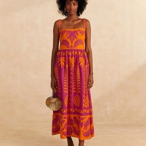 Farm Rio Orange Pineapple Love Cutwork